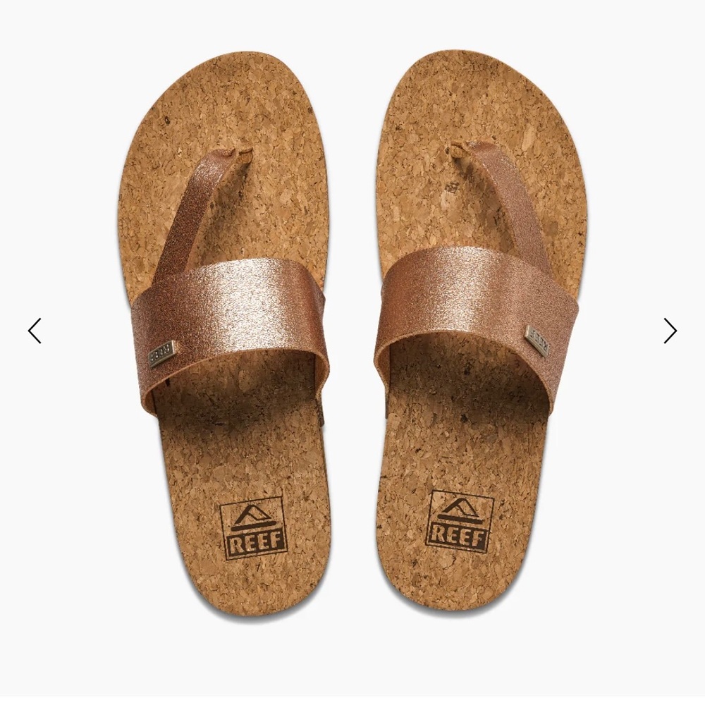 Reef Cushion Sol Hi rose gold sandals, worn twice